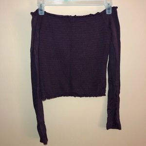 Burgundy long sleeve off the shoulder top.